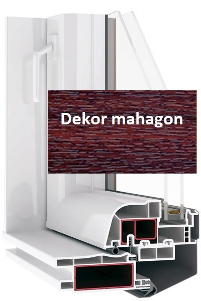 Okna v dekoru mahagon